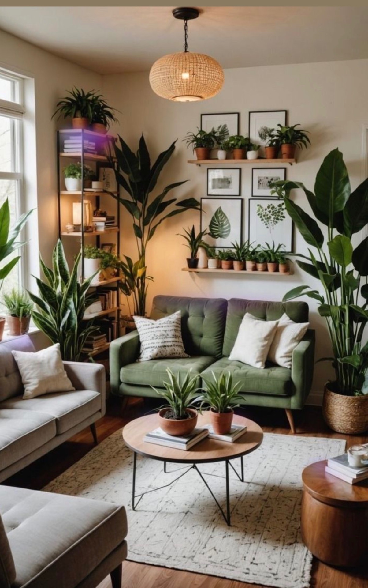 Peaceful wellness sanctuary with warm light and greenery